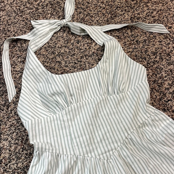Wild Fable Halter Tiered Striped Smocked Mini Sun Dress Green/White Sz S | NWOT - Picture 4 of 7